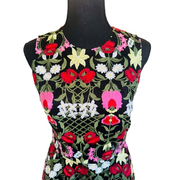 Orsay XS Floral Embroidered Semi Sheer Sleeveless Lined Black Dress Boho - Picture 7 of 15